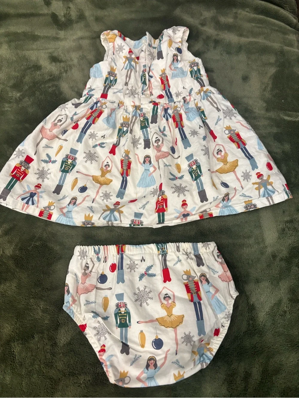 White Nutcracker Ballet Print Baby Matching Set